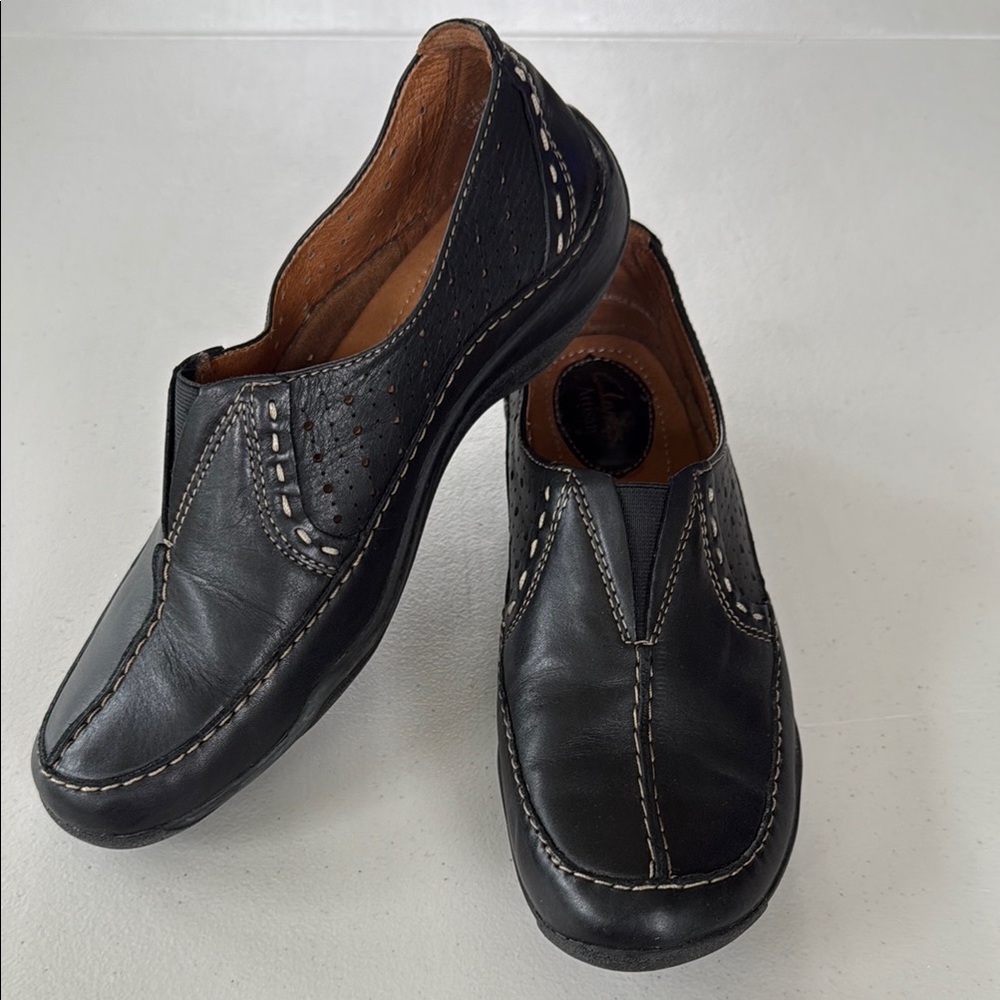 Clark’s Black Leather Slip-On Shoes